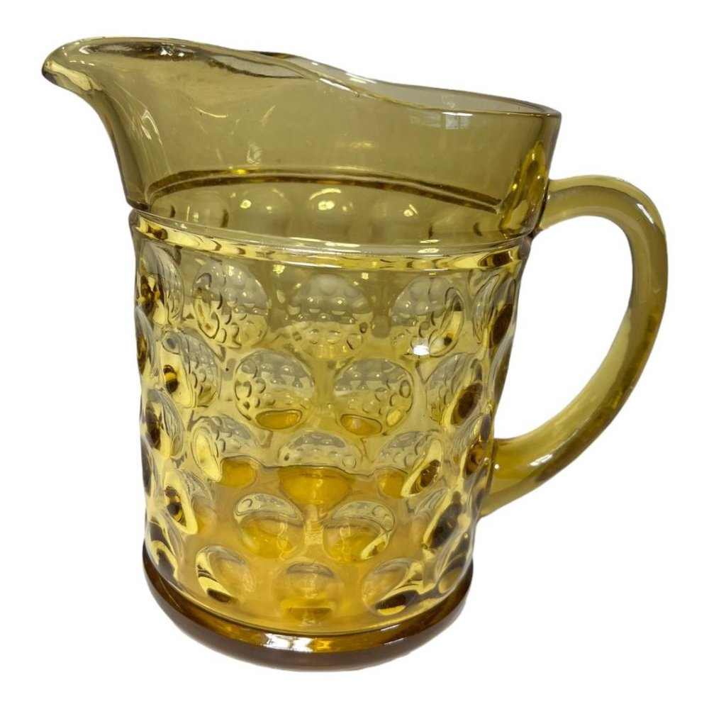 Vintage MCM Amber Yellow Glass Pitcher